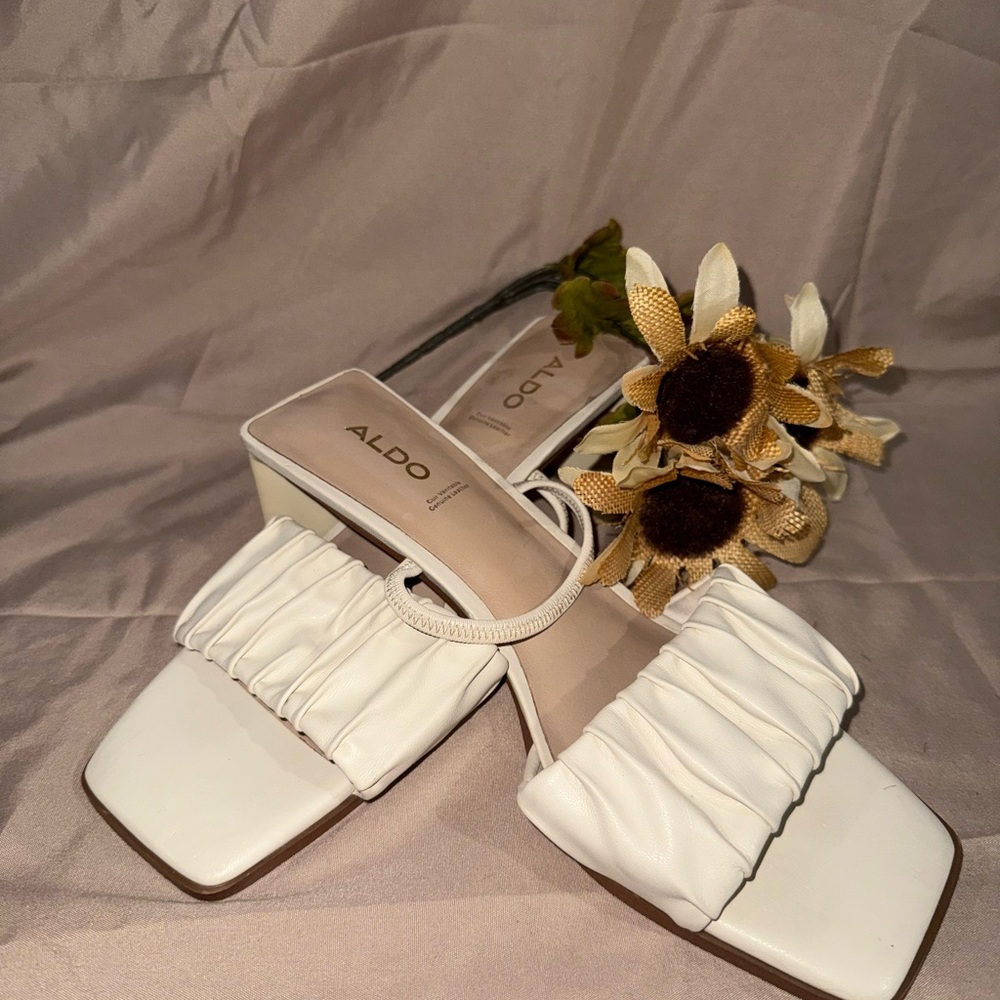 ALDO Women's White Kitten Heeled Sandals